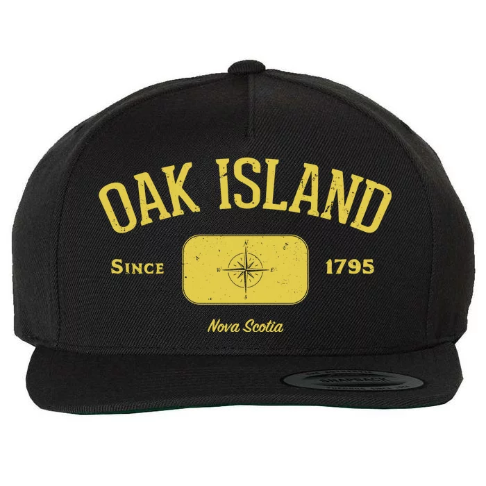 Oak Island Nova Scotia Compass Design Wool Snapback Cap