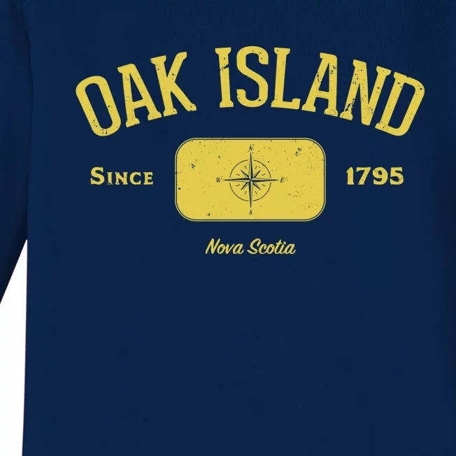 Oak Island Nova Scotia Compass Design Baby Long Sleeve Bodysuit