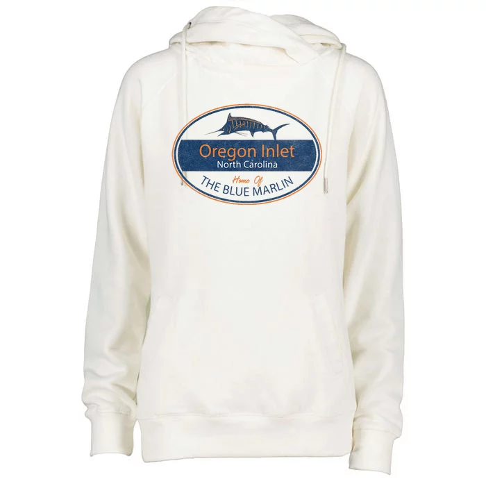 Oregon Inlet North Carolina Home Of The Blue Marlin Womens Funnel Neck Pullover Hood