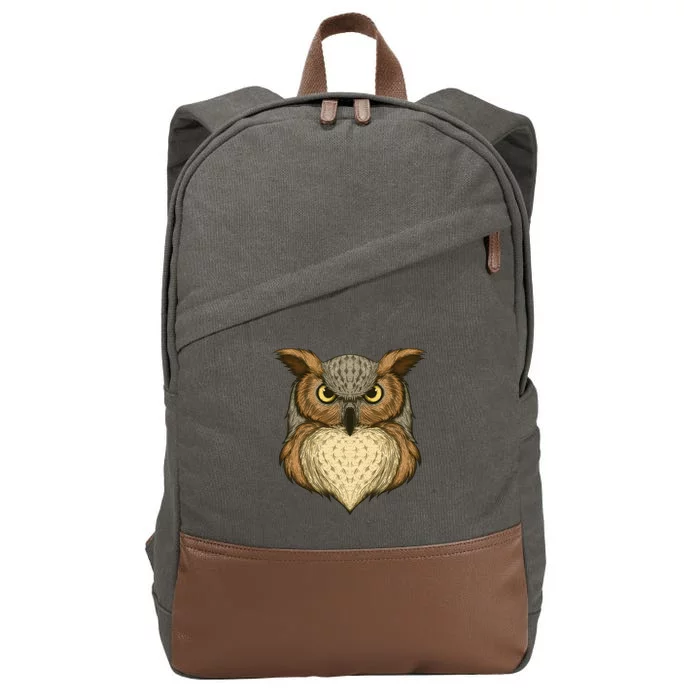 Owl Illustration Cotton Canvas Backpack