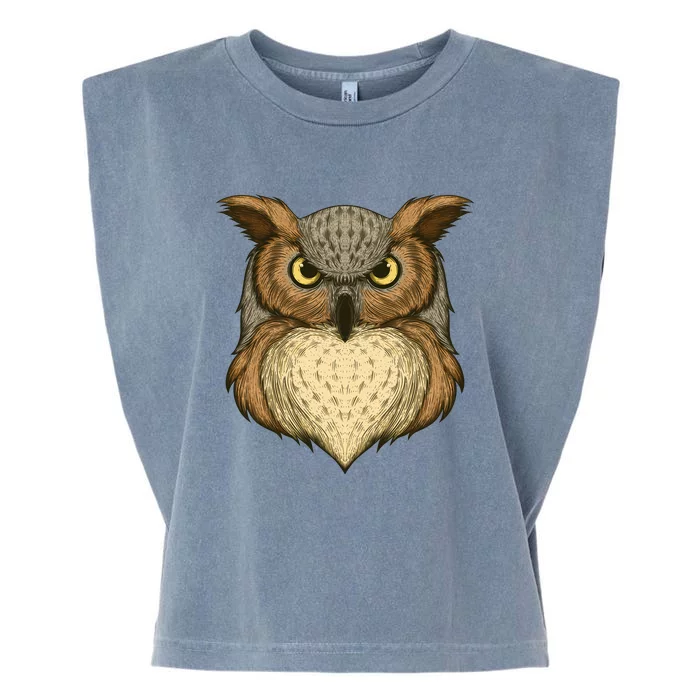 Owl Illustration Garment-Dyed Women's Muscle Tee