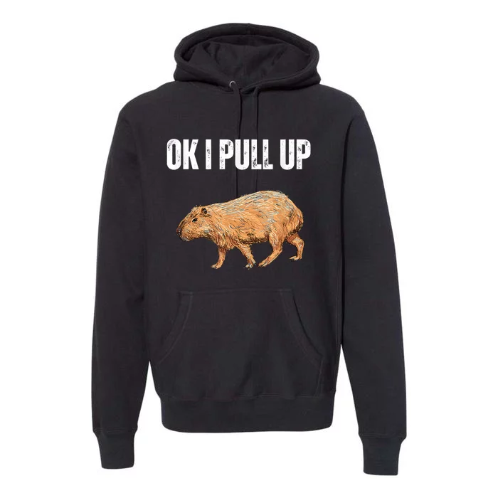 Ok I Pull Up Capybara Shirt Funny Capybara Meme Ok I Pull Up Premium Hoodie