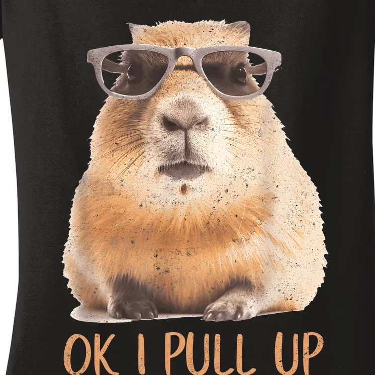 Ok I Pull Up Capybara Women's V-Neck T-Shirt