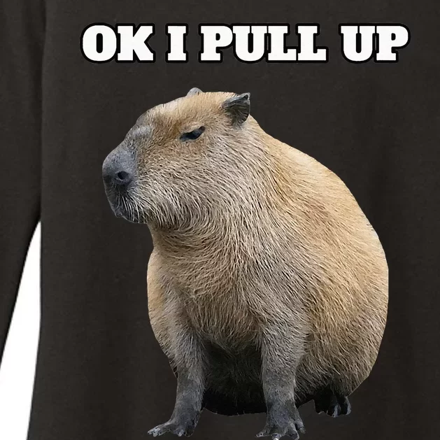 Ok I Pull Up Capybara Womens CVC Long Sleeve Shirt