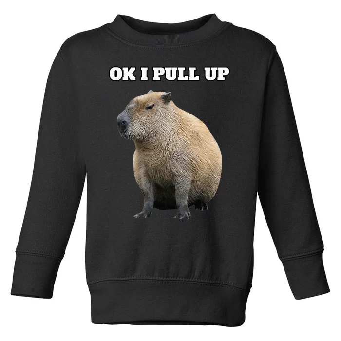 Ok I Pull Up Capybara Toddler Sweatshirt