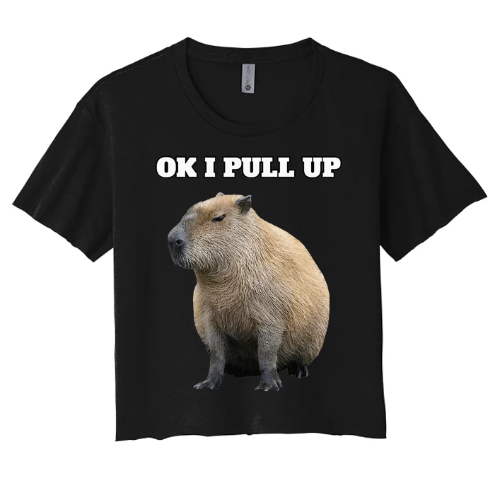 Ok I Pull Up Capybara Women's Crop Top Tee