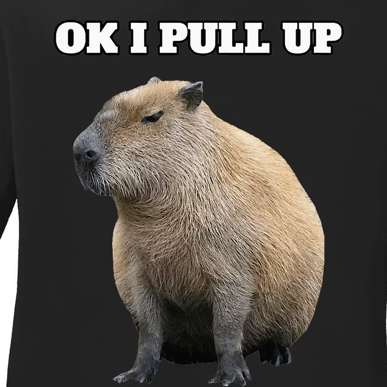 Ok I Pull Up Capybara Ladies Long Sleeve Shirt