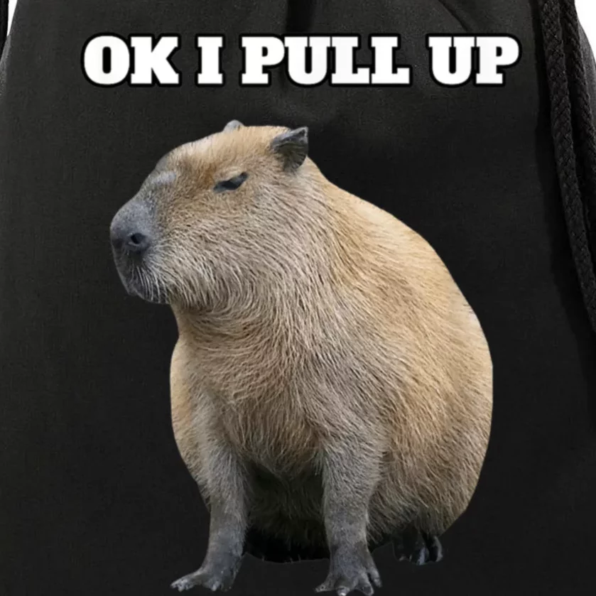 Ok I Pull Up Capybara Drawstring Bag