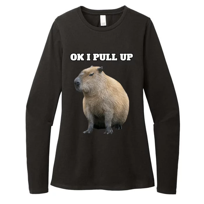 Ok I Pull Up Capybara Womens CVC Long Sleeve Shirt