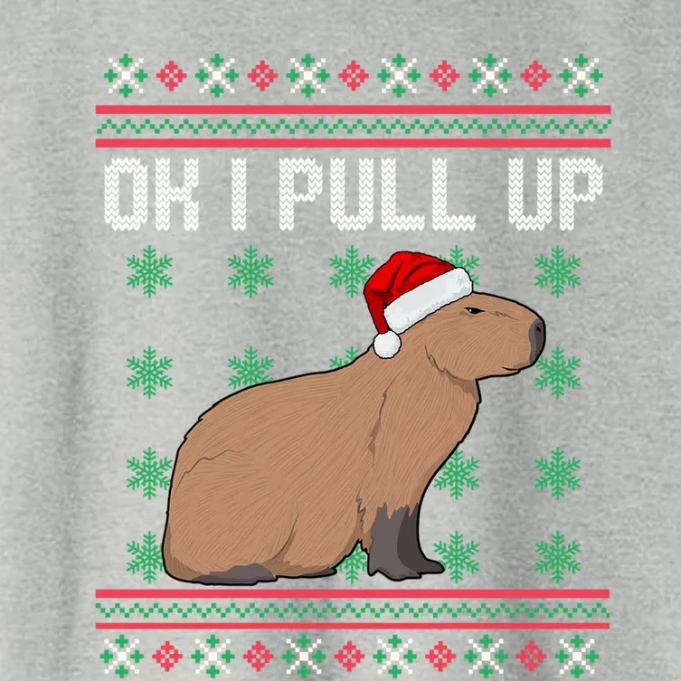 Ok I Pull Up Capybara Ugly Christmas Sweater Internet Meme Gift Women's Crop Top Tee