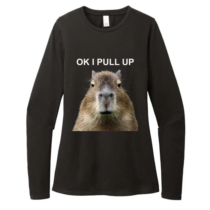 Ok I Pull Up Capybara Womens CVC Long Sleeve Shirt