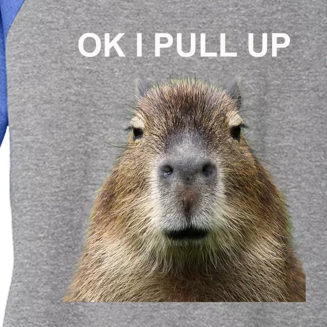 Ok I Pull Up Capybara Women's Tri-Blend 3/4-Sleeve Raglan Shirt