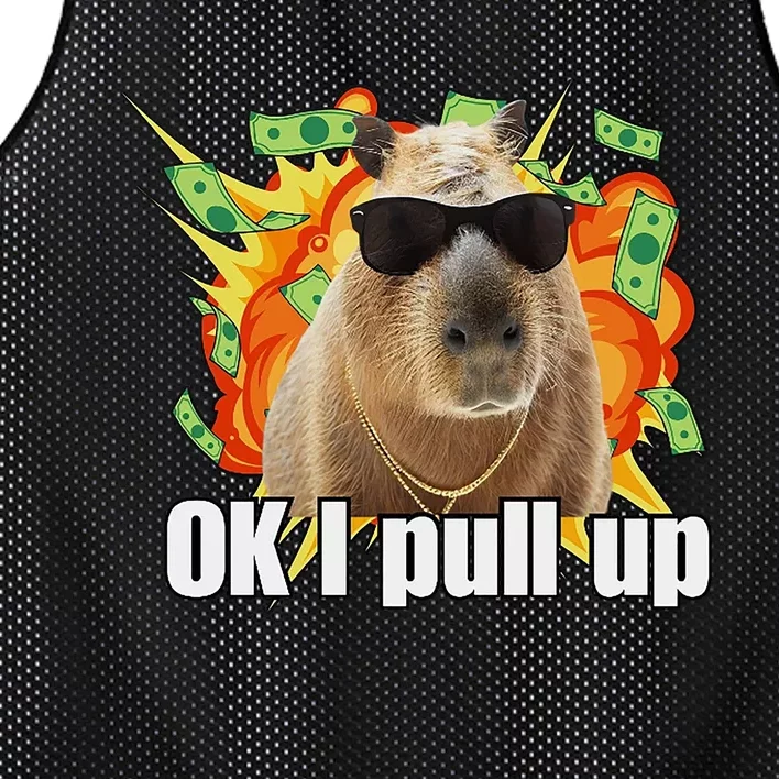 Ok I Pull Up Capybara Funny Meme Mesh Reversible Basketball Jersey Tank