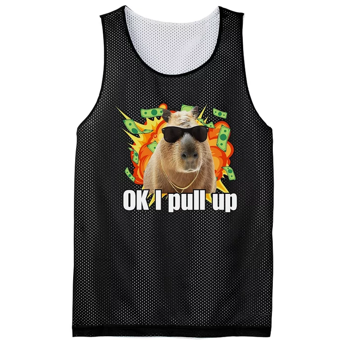 Ok I Pull Up Capybara Funny Meme Mesh Reversible Basketball Jersey Tank