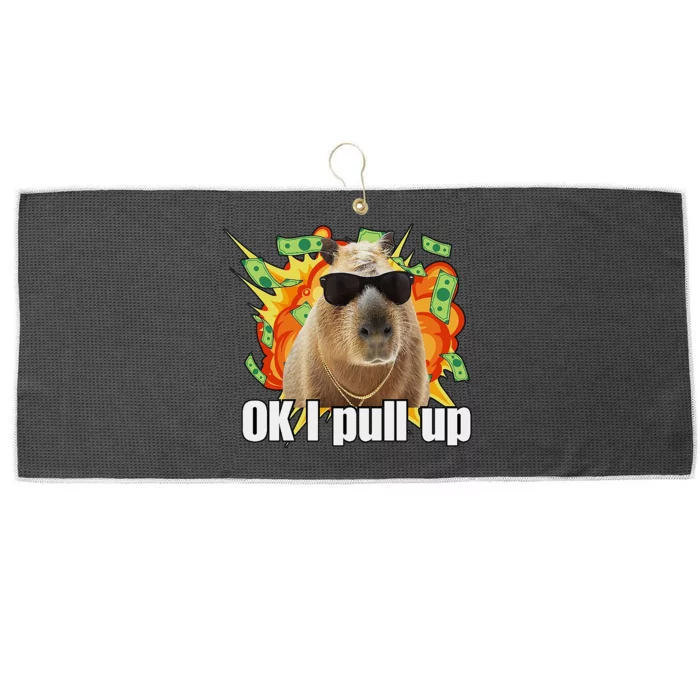 Ok I Pull Up Capybara Funny Meme Large Microfiber Waffle Golf Towel