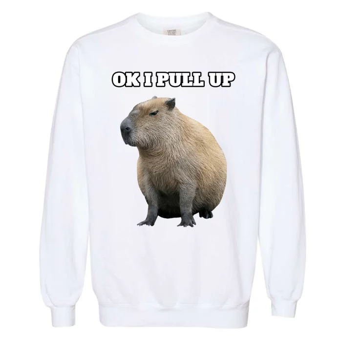 Ok I Pull Up Capybara Gift Funny Capybara Meme Ok I Pull Up Garment-Dyed Sweatshirt