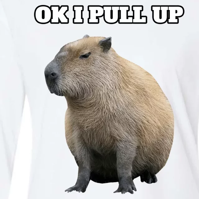 Ok I Pull Up Capybara Gift Funny Capybara Meme Ok I Pull Up Womens Cotton Relaxed Long Sleeve T-Shirt