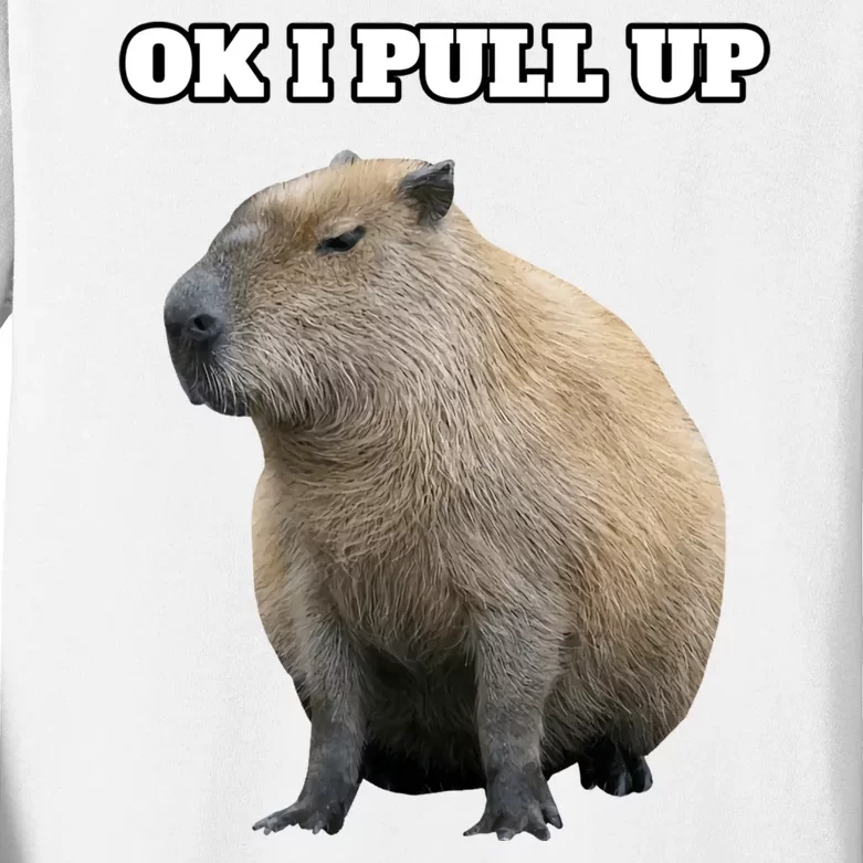 Ok I Pull Up Capybara Gift Funny Capybara Meme Ok I Pull Up Kids Long Sleeve Shirt