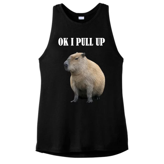 Ok I Pull Up Capybara Funny Ladies Tri-Blend Wicking Tank