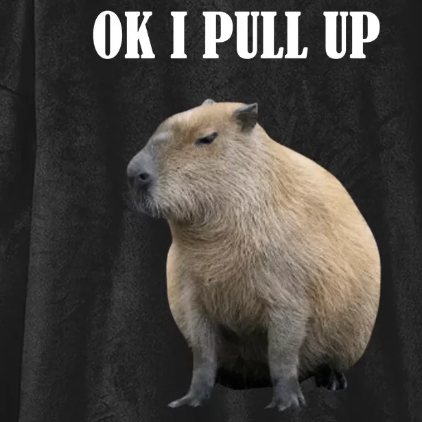 Ok I Pull Up Capybara Funny Hooded Wearable Blanket