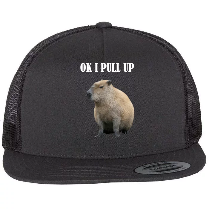 Ok I Pull Up Capybara Funny Flat Bill Trucker Hat