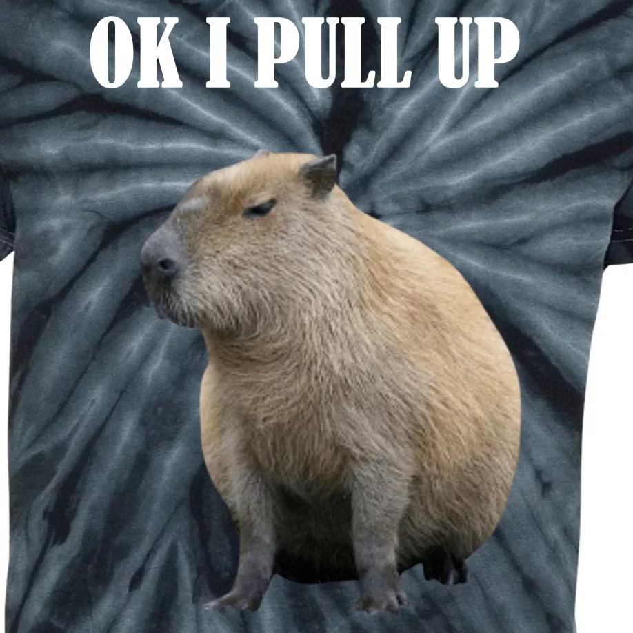 Ok I Pull Up Capybara Funny Kids Tie-Dye T-Shirt