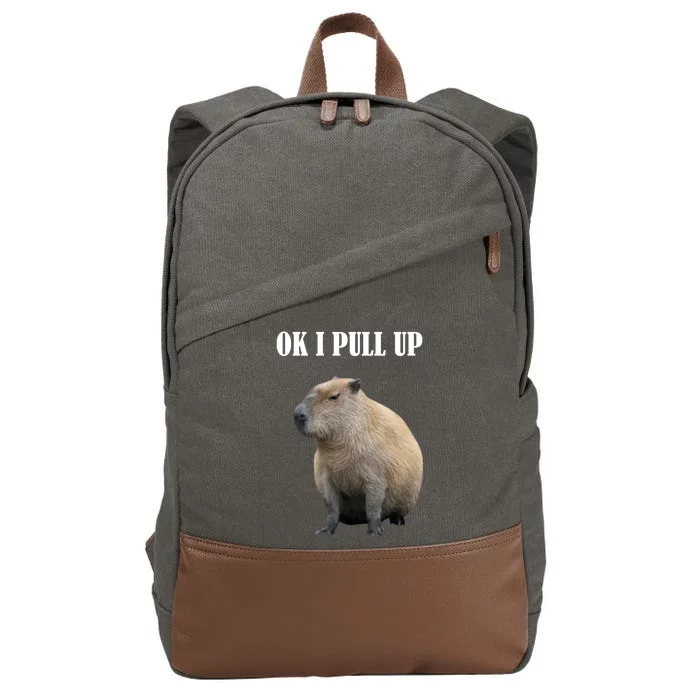 Ok I Pull Up Capybara Funny Cotton Canvas Backpack