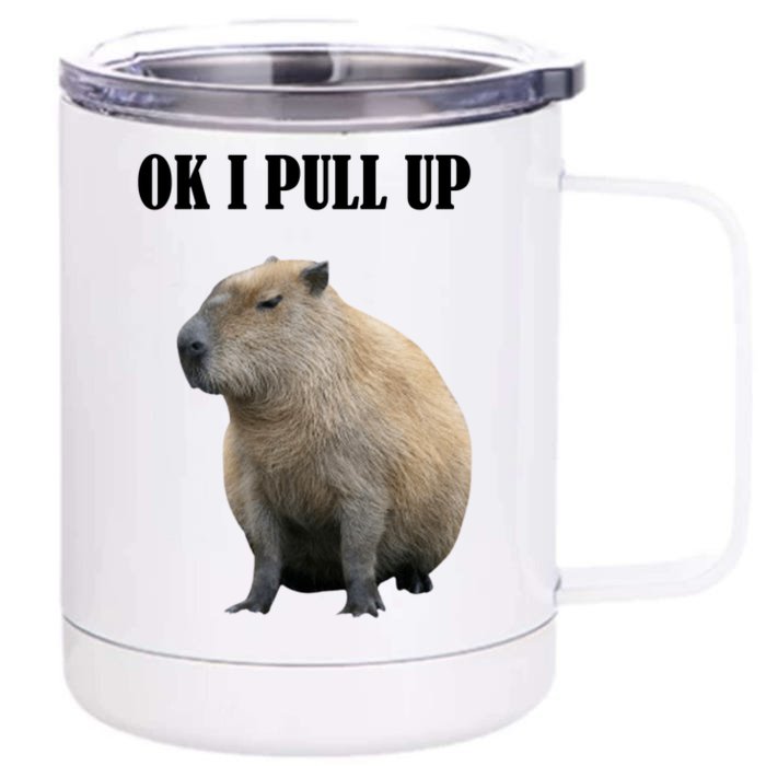 Ok I Pull Up Capybara Funny Front & Back 12oz Stainless Steel Tumbler Cup