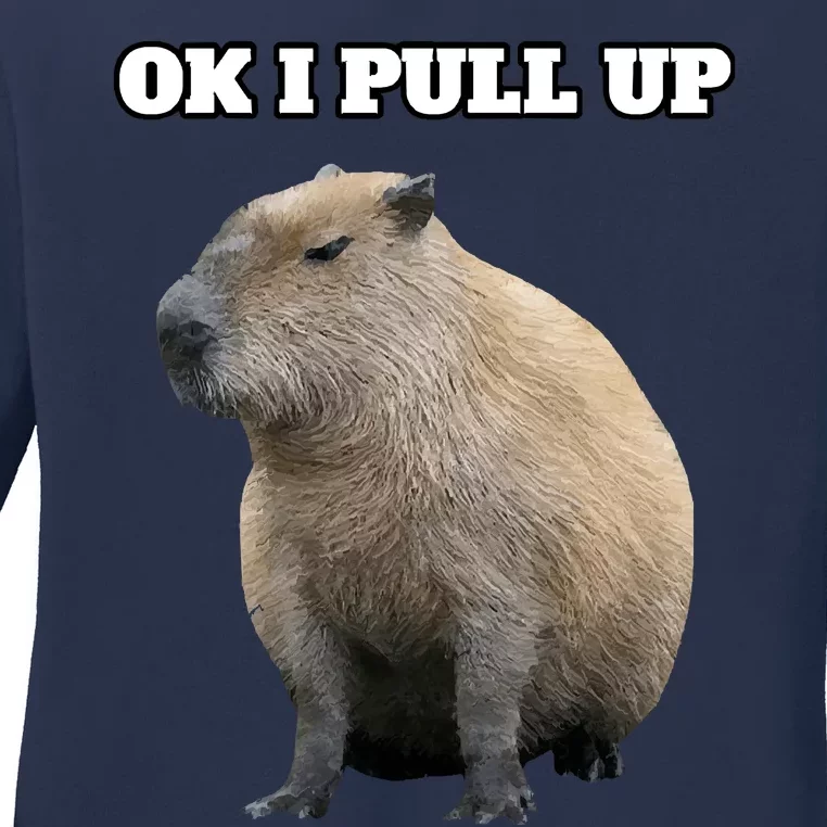 Ok I Pull Up Capybara Ladies Long Sleeve Shirt