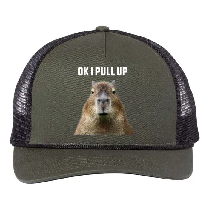 Ok I Pull Up Capybara Retro Rope Trucker Hat Cap