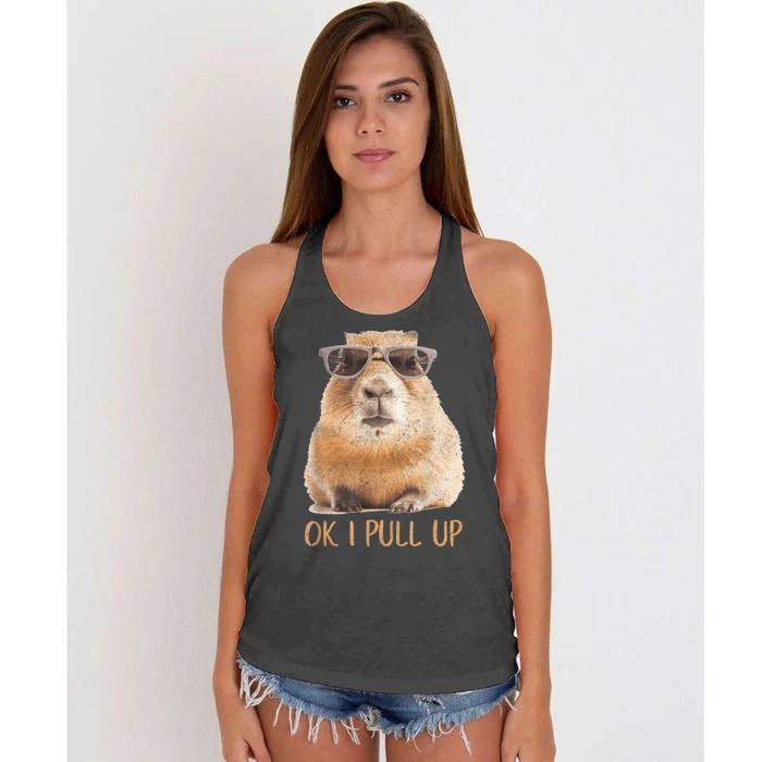 Ok I Pull Up Capybara Women's Knotted Racerback Tank