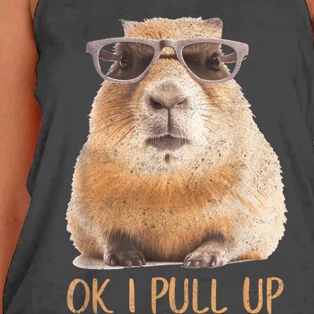 Ok I Pull Up Capybara Women's Knotted Racerback Tank