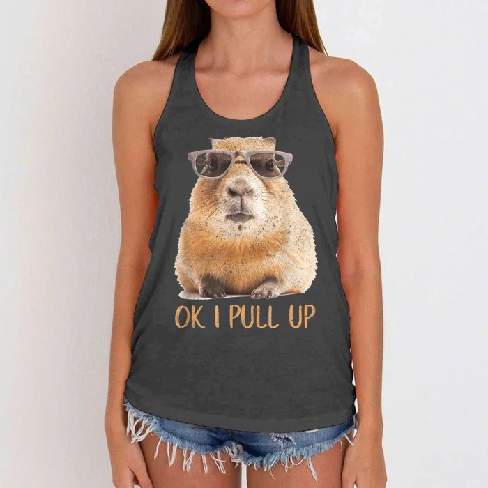 Ok I Pull Up Capybara Women's Knotted Racerback Tank