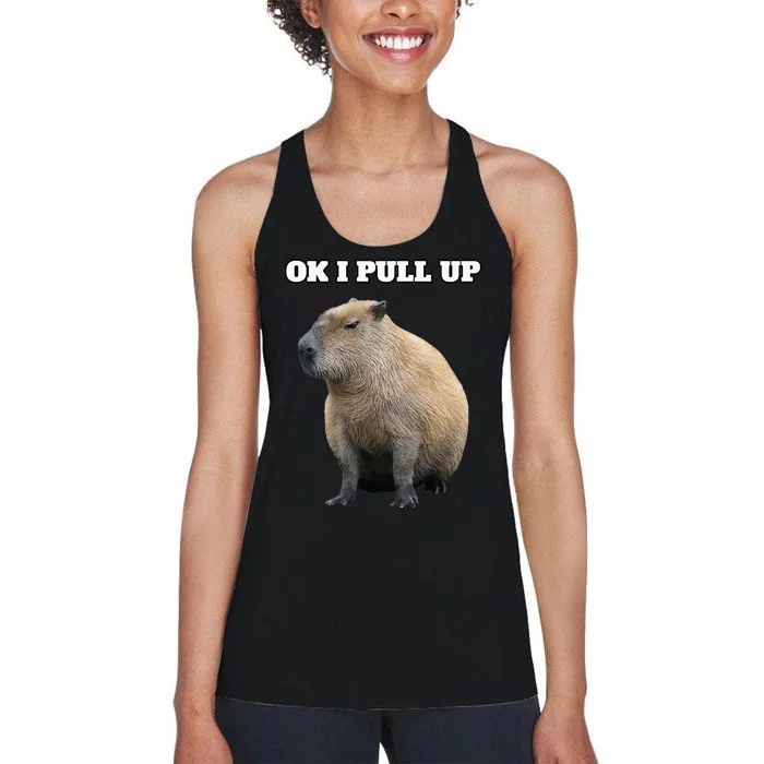 Ok I Pull Up Capybara Women's Racerback Tank