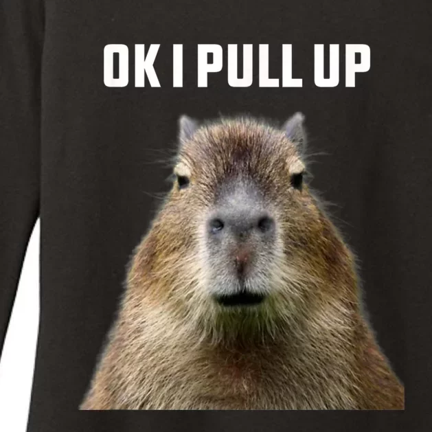 Ok I Pull Up Capybara Womens CVC Long Sleeve Shirt