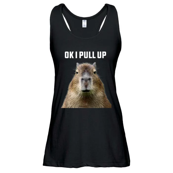 Ok I Pull Up Capybara Ladies Essential Flowy Tank