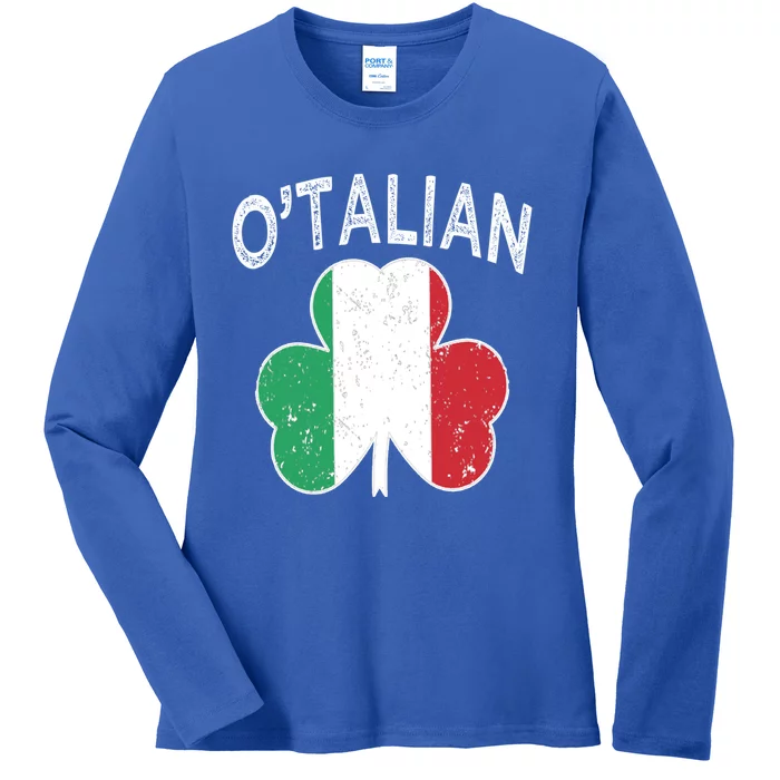 O'talian Italian St Patrick's Day Italia Flag Shamrock Gift Ladies Long Sleeve Shirt