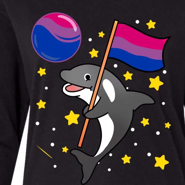 Orca In Space Bisexual Pride Gift Womens Cotton Relaxed Long Sleeve T-Shirt