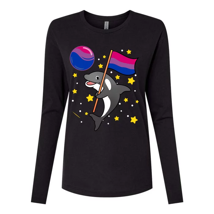 Orca In Space Bisexual Pride Gift Womens Cotton Relaxed Long Sleeve T-Shirt