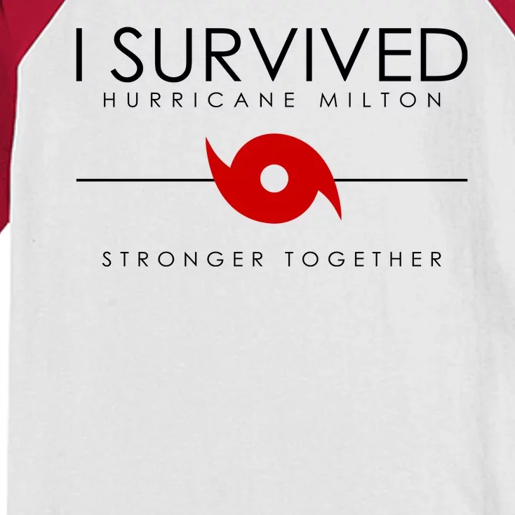 Official I Survived Hurricane Milton Stronger Together Kids Colorblock Raglan Jersey