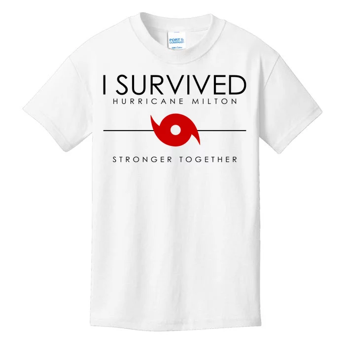 Official I Survived Hurricane Milton Stronger Together Kids T-Shirt