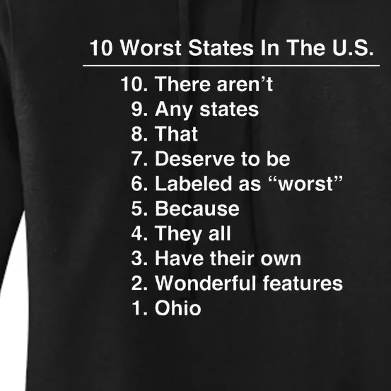 Ohio Is The Worst State Ever Funny Women's Pullover Hoodie