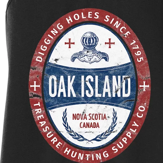 Oak Island Treasure Hunting Retro Templar Knight Treasure Women's Racerback Tank