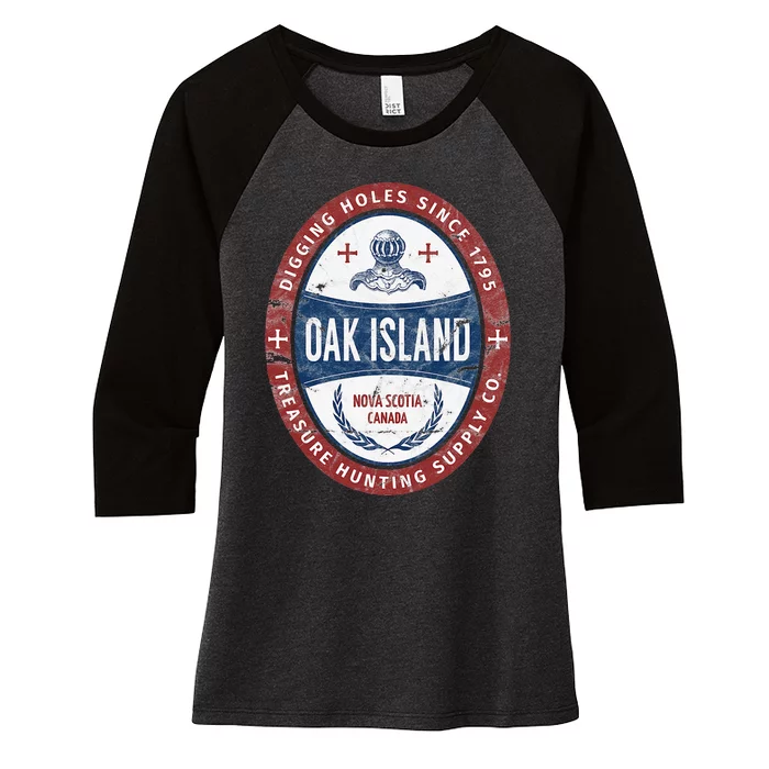 Oak Island Treasure Hunting Retro Templar Knight Treasure Women's Tri-Blend 3/4-Sleeve Raglan Shirt