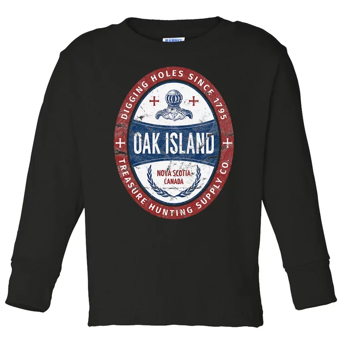 Oak Island Treasure Hunting Retro Templar Knight Treasure Gi Toddler Long Sleeve Shirt