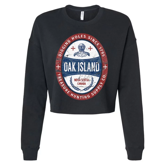 Oak Island Treasure Hunting Retro Templar Knight Treasure Gi Cropped Pullover Crew