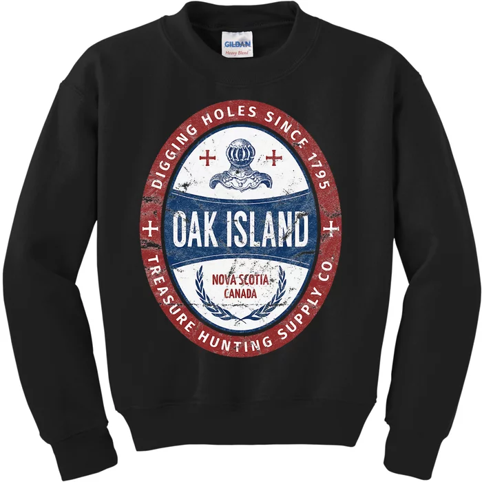 Oak Island Treasure Hunting Retro Templar Knight Treasure Gi Kids Sweatshirt