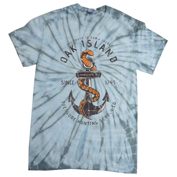 Oak Island Vintage Skull Templar Treasure Hunting Tie-Dye T-Shirt