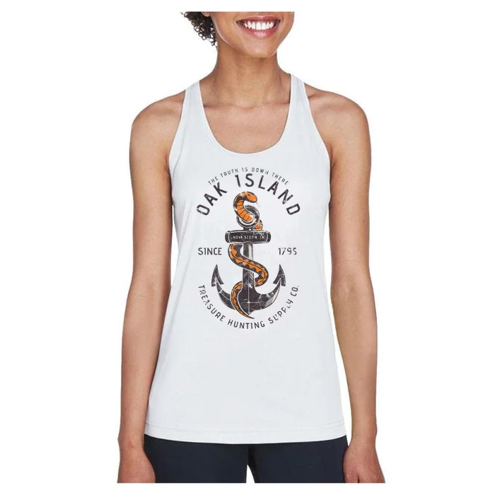 Oak Island Vintage Skull Templar Treasure Hunting Women's Racerback Tank