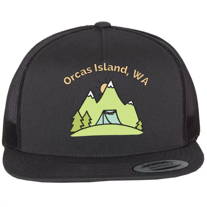 Orcas Island WA Mountains Hiking Climbing Camping & Outdoors Raglan Baseball Tee Flat Bill Trucker Hat